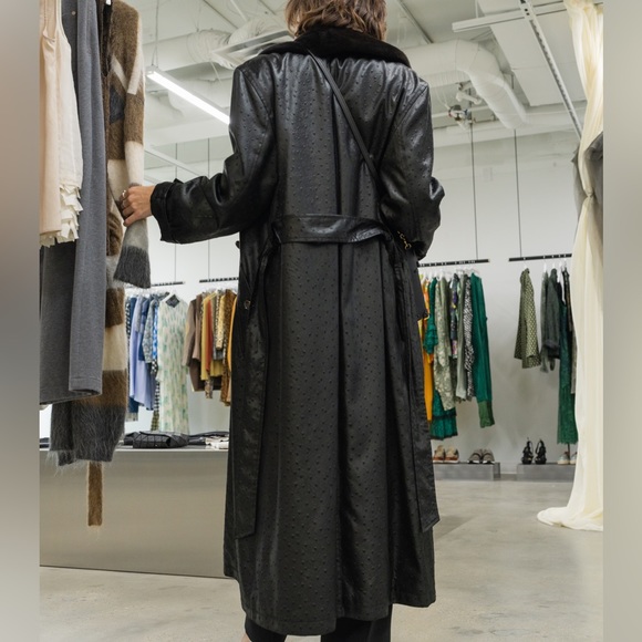 Escada Jackets & Blazers - *SOLD* Escada Black Mink Collar Trench Coat